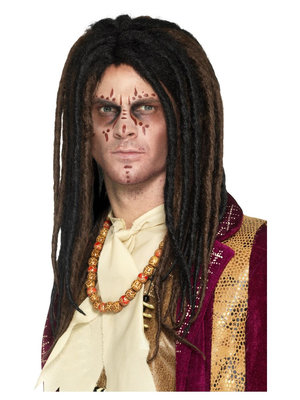 Deluxe voodoo parochňa s dredmi, hnedočierna