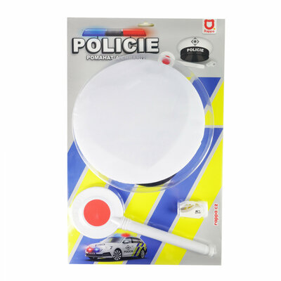 Sada dopravná polícia s plácačkou a píšťalkou