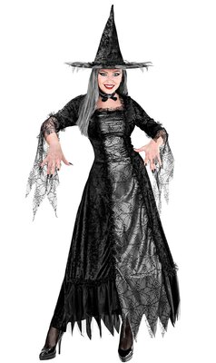 Dámsky luxusný kostým čarodejnice s pavučinou