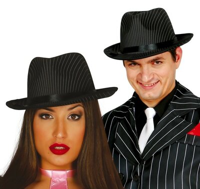 Čierny gangsterský klobúk s pruhom