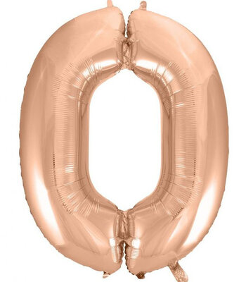 Fóliový balón s číslicou 0 rose gold, 92 cm