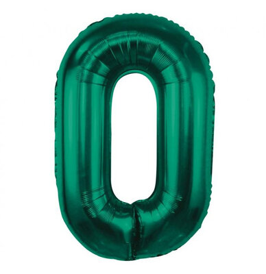 Fóliový balón s číslicou 0 zelený, 85 cm