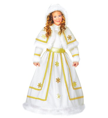 Kostým snehovej princeznej (šaty s opaskom a kapucňou)