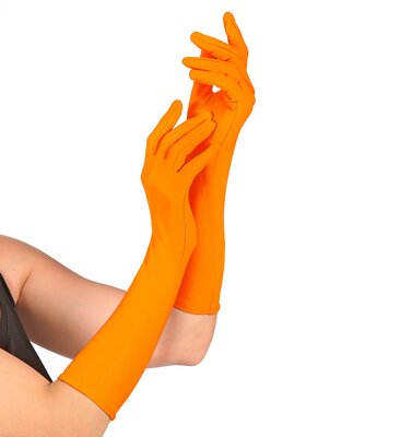 Dámske neónové dlhé oranžové rukavice 40 cm