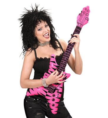 Rocková nafukovacia gitara, čierno-ružová 95cm