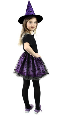 Detský kostým čarodejnice netopierka tutu sukňa s klobúkom