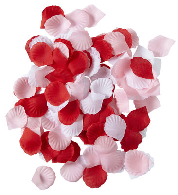 Krabica so 150 okvetnými lístkami v ružovej, červenej a bielej farbe