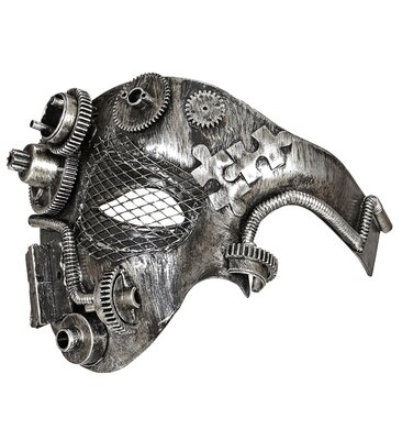 Steampunková polomaska, strieborná