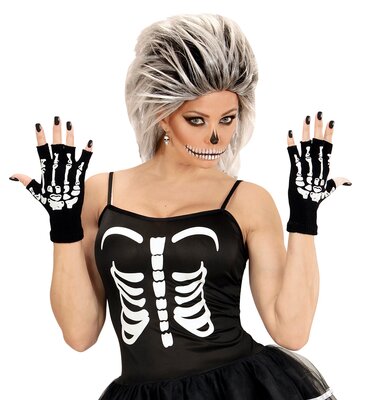 Rukavice bez prstov, kostlivec