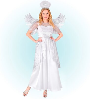 Dámsky kostým anjela (šaty, krídla, svätožiara)