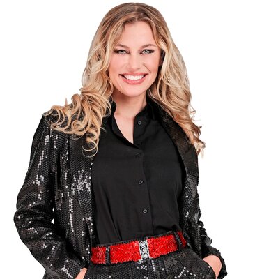 Dámsky opasok, červený s trblietkami