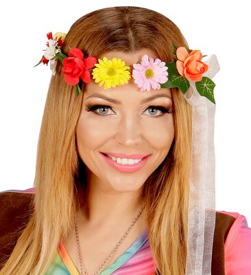 Kvetinová čelenka s bielou stuhou