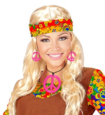 Ružový hippie set náhrdelník a náušnice