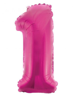 Fóliový balón číslica 1, ružový, 35 cm