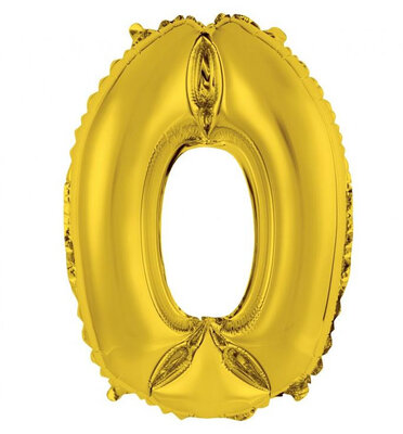 Fóliový balón s číslicou 0 zlatý, 35 cm
