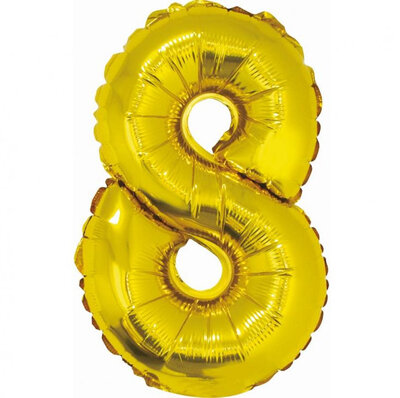 Fóliový balón s číslicou 8 zlatý, 35 cm