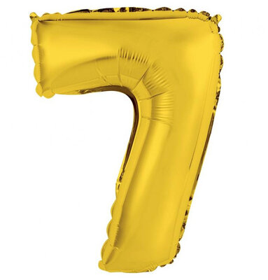 Fóliový balón s číslicou 7 zlatý, 35 cm