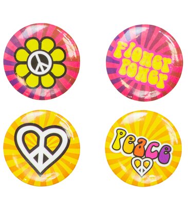 Sada 4 odznakov Hippie