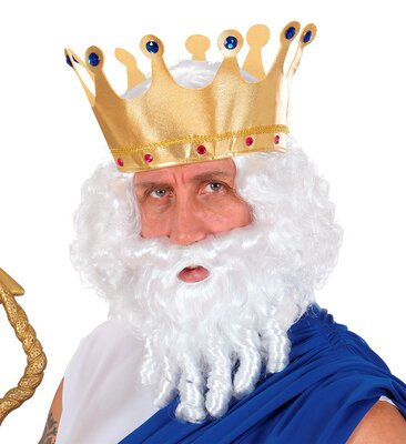 Biela kučeravá parochňa a brada s viacerými znakmi