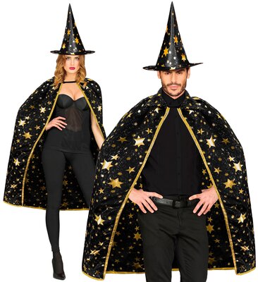 Čarodejnícky čierny klobúk a plášť 85cm