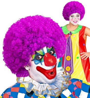 Fialová kučeravá klaunská parochňa (klaun)