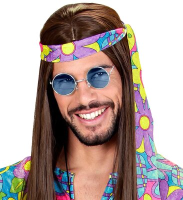 Modré okrúhle hippie okuliare "lenons"