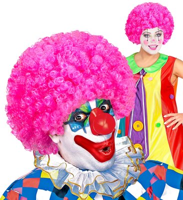 Klaun s ružovou kučeravou parochňou (klaun)