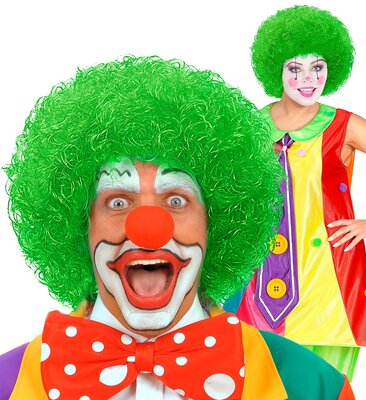 Tmavozelená kučeravá klaunská parochňa (klaun)