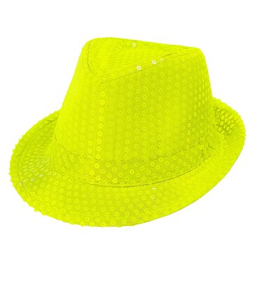Žltý flitrový klobúk 80. rokov