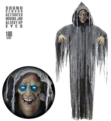 Hovoriaci zombie s pohyblivými ústami a žmurkajúcimi očami