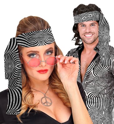 Hippie/diskotéková čelenka, vzorovaná