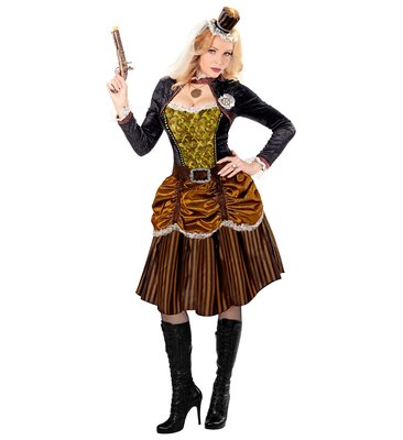 Dámsky steampunkový kostým s klobúkom