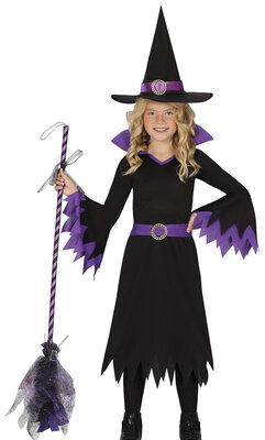 Detský kostým čarodejnice s fialovými doplnkami