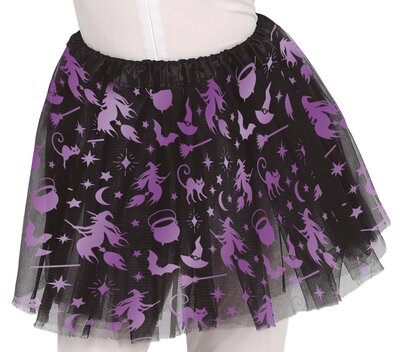 Dievčenská tutu sukňa s potlačou čarodejnice, 30 cm