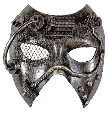 Strieborná steampunková maska
