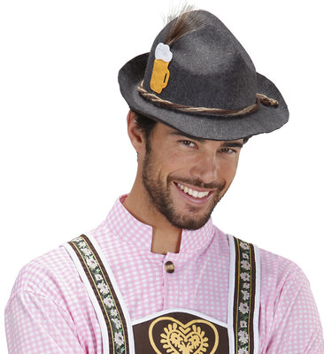 Bavorský klobúk s pohárom a perím (luxusná mäkká plsť)