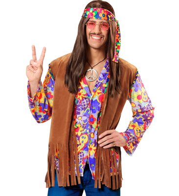 Hnedá hippie vesta s čelenkou