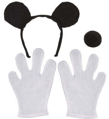 Súprava Mickey Mouse (uši, nos, rukavice)