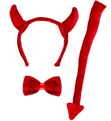 Detský čertovský set (čelenka, chvost, motýlik)