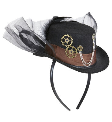 Steampunkový mini klobúk na čelenke