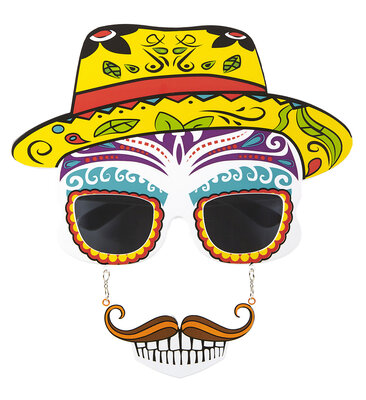 Okuliare Día de los muertos s fúzmi a zubami