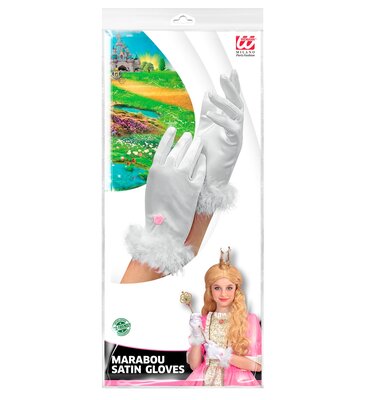 Dievčenské biele rukavice s pierkami, princezná