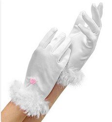 Dievčenské biele rukavice s pierkami, princezná