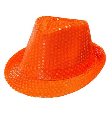Flitrový klobúk, neónovo oranžový