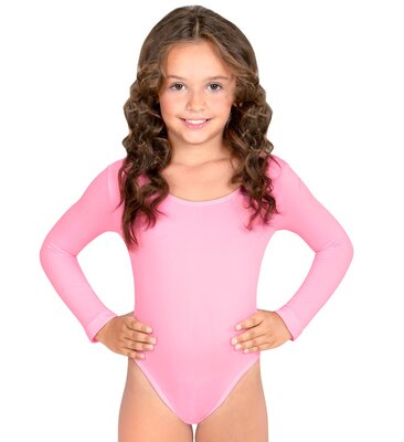 Dievčenské svetlo ružové body s dlhým rukávom