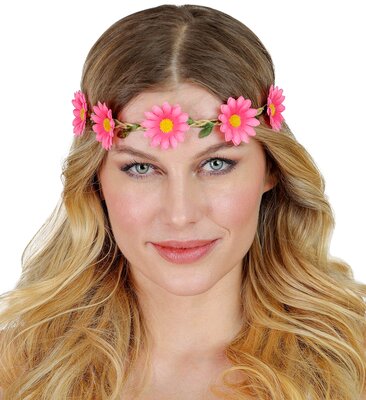 Kvetinová čelenka ružové kvety