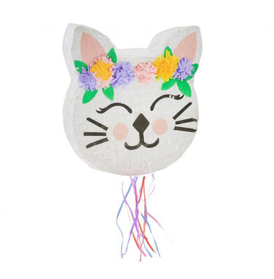 Piñata mačka s kvetmi, 33 x 35 x 7,5 cm