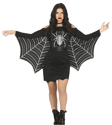 Dámske halloweenske šaty s pavúkom, čierne