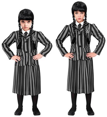 Dievčenská uniforma Wednesday Addams, čierna