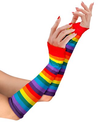 Dúhové rukavice bez prstov, 33 cm